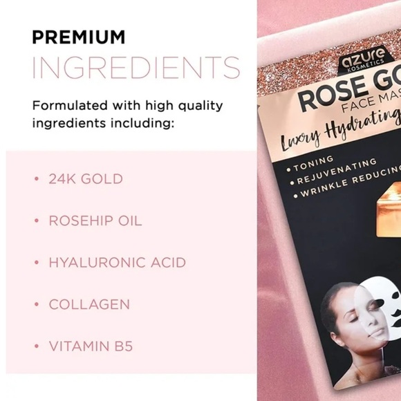 ROSE GOLD FIRMING WRINKLE TREATMENT FACEMASK 5 PACK SET SEALED NEW - Picture 4 of 7